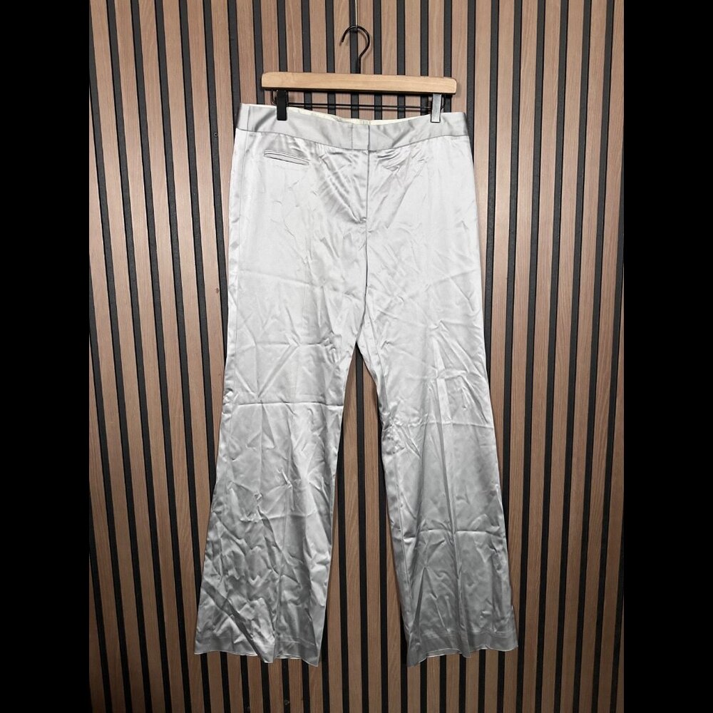New BCBG Maxazria Trousers 10 Womens Blue Pastel Satin Slit Dress Pants
